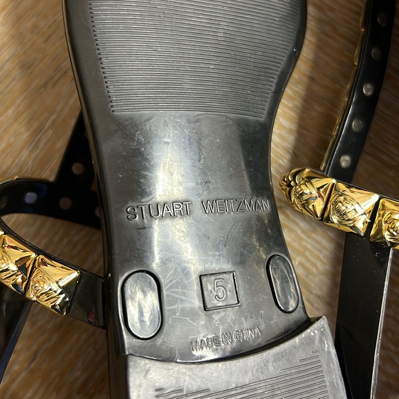 STUART WEITZMAN Jelrose Black Flat Sandals 5 - Picture 14 of 14